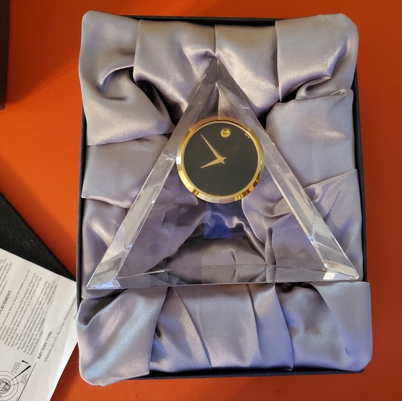 Movado Crystal Pyramid Clock goldtone - Picture 6 of 9